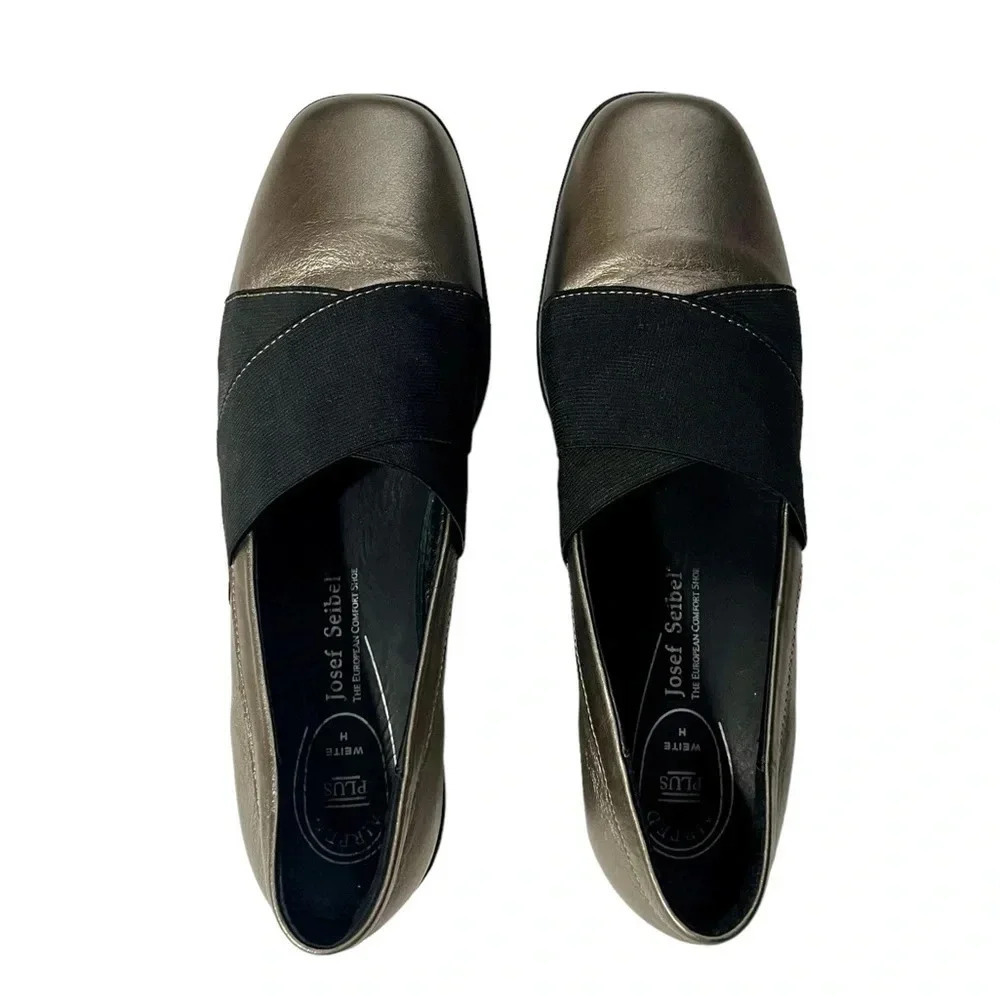 Joseph Seibel Metallic Leather Wedge Slip On Loafers